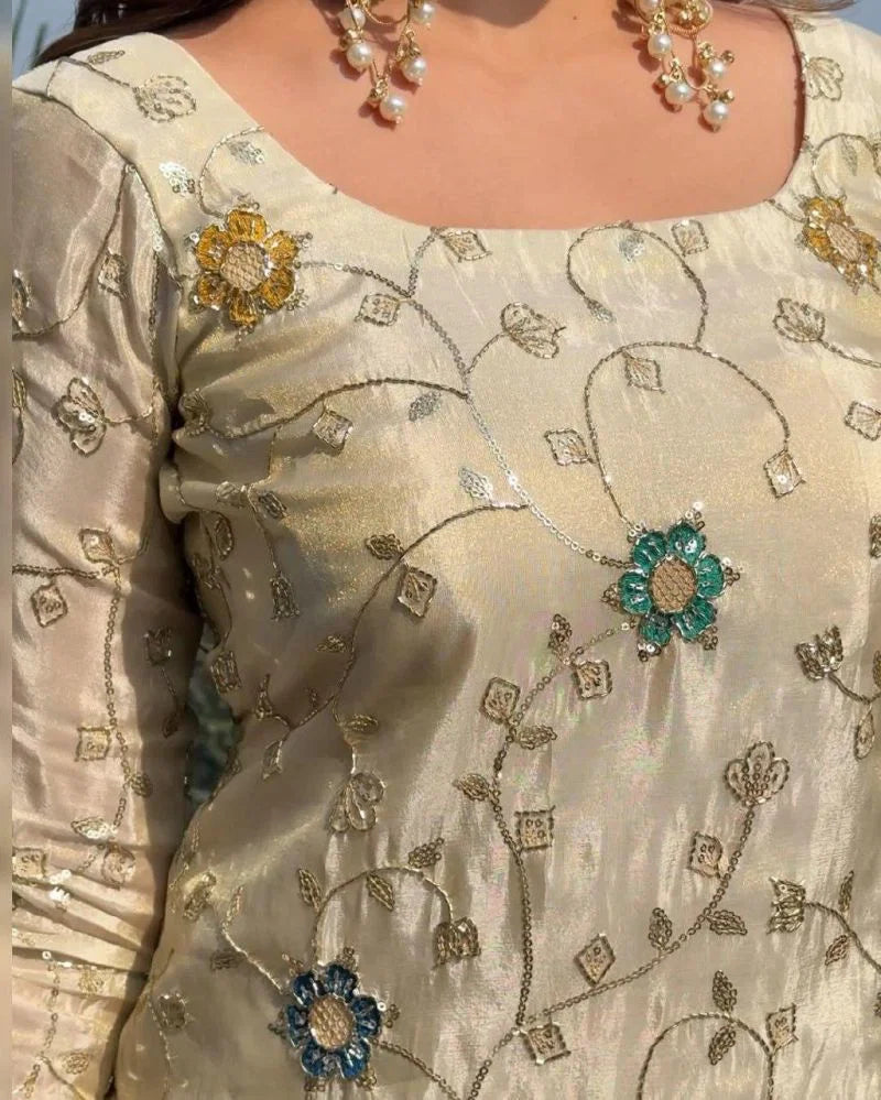 Md Mahi 9 Pure Chinon Handworked Designer Salwar Suit