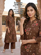 Simran D No 101 To 10 Dhabu Cotton Printed Kurti With Bottom