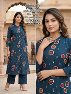 Simran D No 101 To 10 Dhabu Cotton Printed Kurti With Bottom