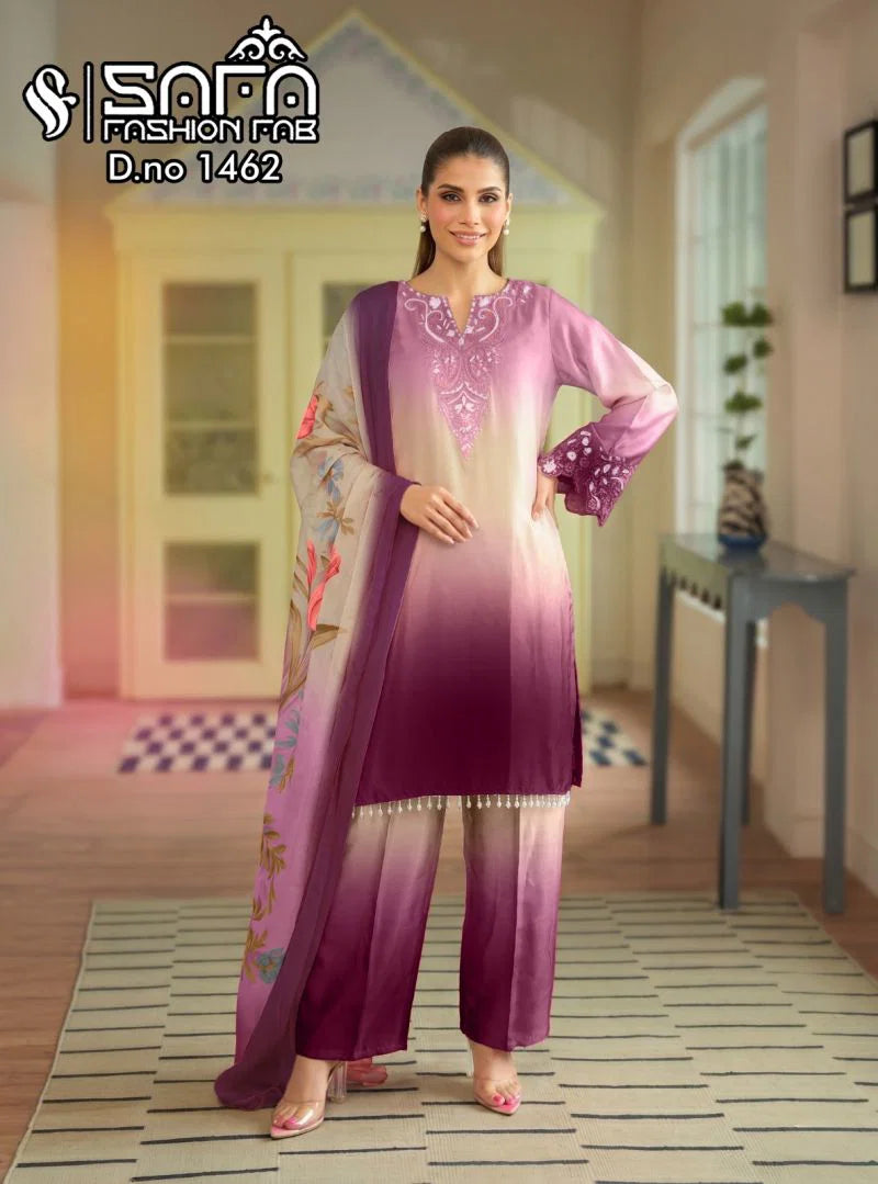 Safa Fashion Fab 1462 Satin Digital Printed Salwar Suit Collection