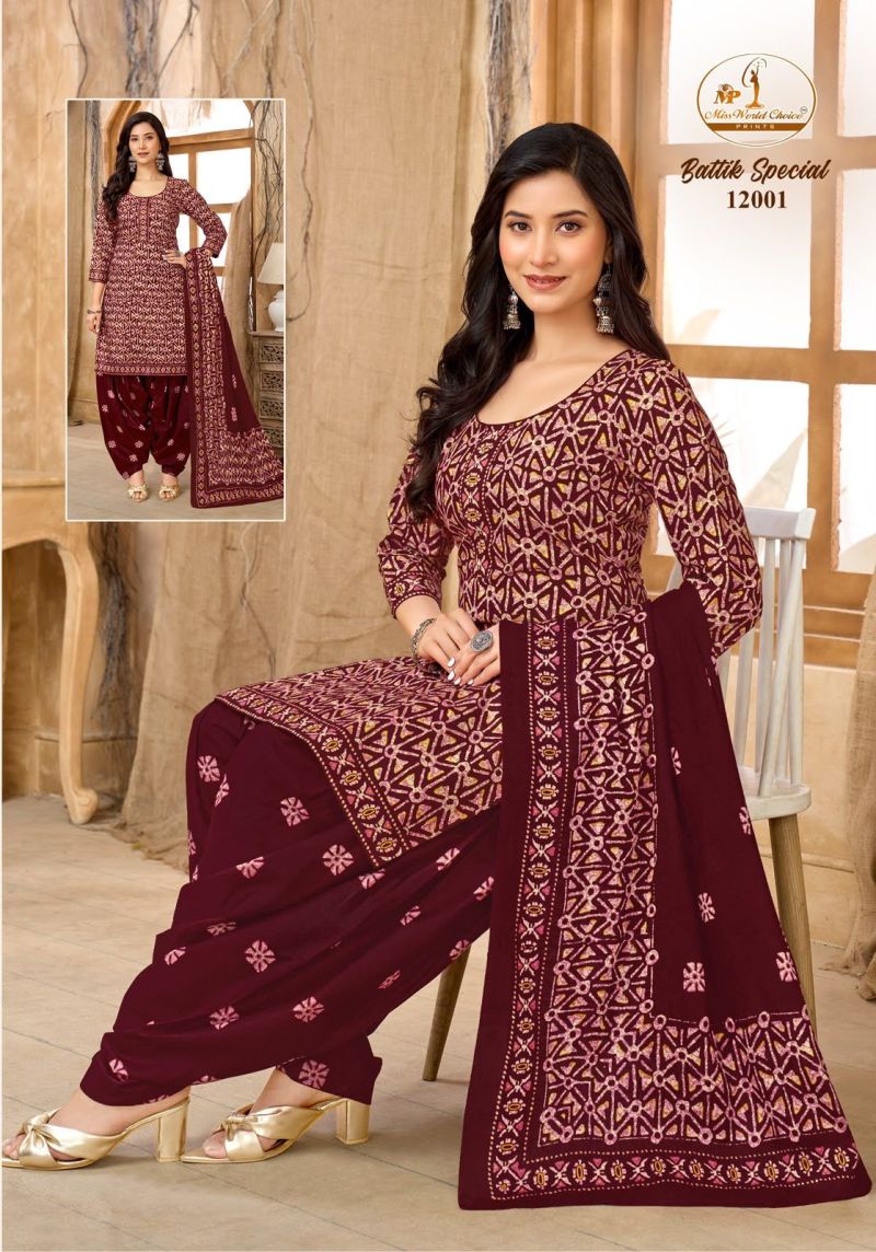 Miss World Battik Special Vol 12 Readymade Cotton Patiyala Dress