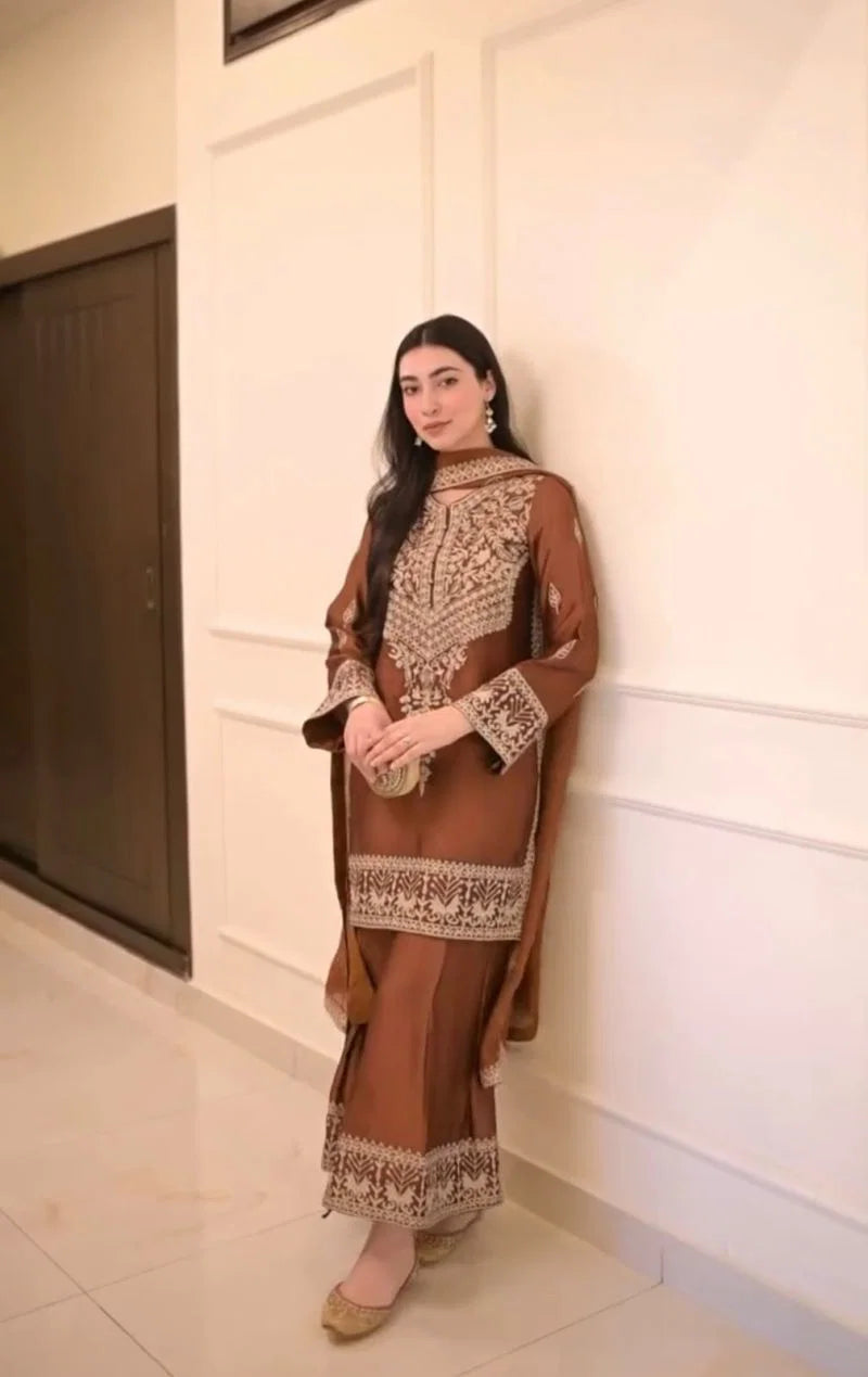 Md Mahi 12 Pure Chinon Silk Embroidered Salwar Suit Collection
