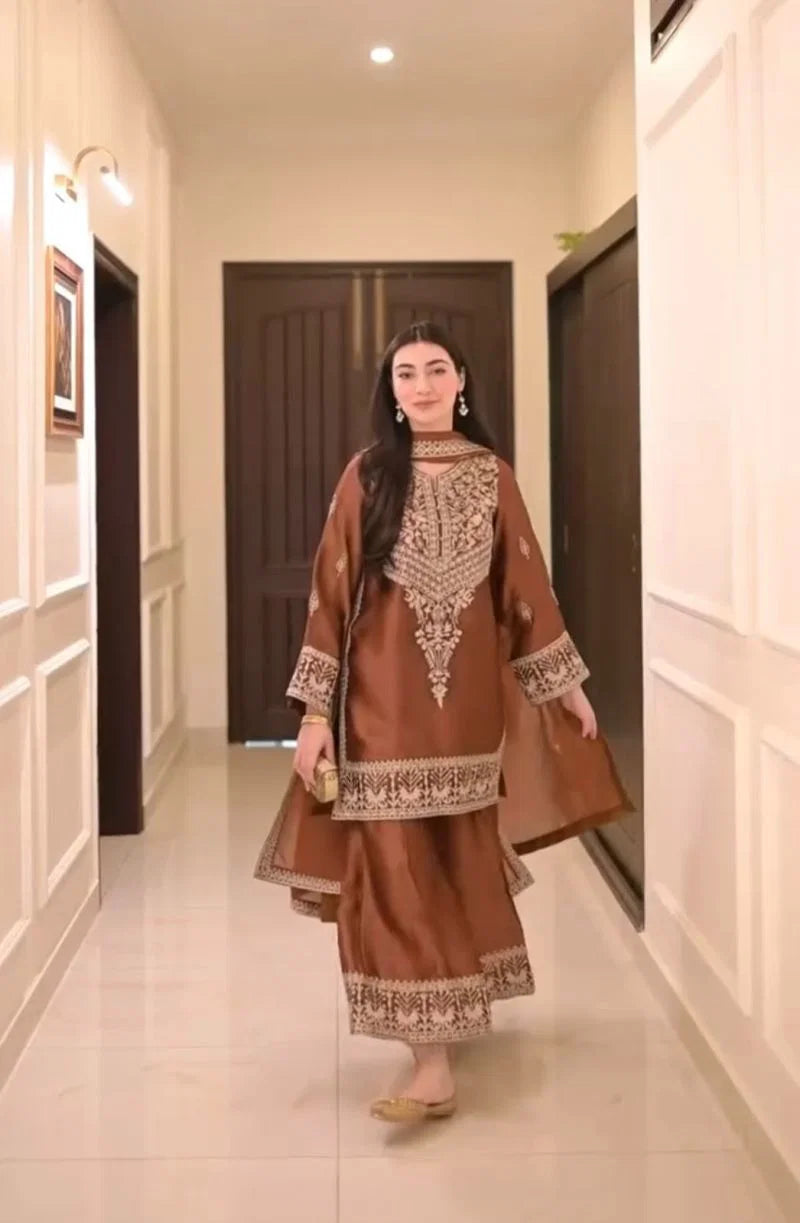 Md Mahi 12 Pure Chinon Silk Embroidered Salwar Suit Collection