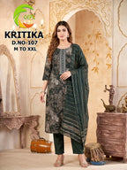 Kritika D No 101 To 08 Vertican Discharge Printed Kurti Pant With Dupatta