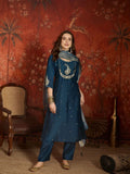 Md Mahi 16 Roman Silk Handworked Kurti With Bottom Dupatta