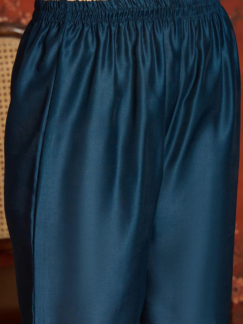 Md Mahi 16 Roman Silk Handworked Kurti With Bottom Dupatta