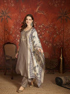 Md Mahi 16 Roman Silk Handworked Kurti With Bottom Dupatta