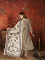 Md Mahi 16 Roman Silk Handworked Kurti With Bottom Dupatta