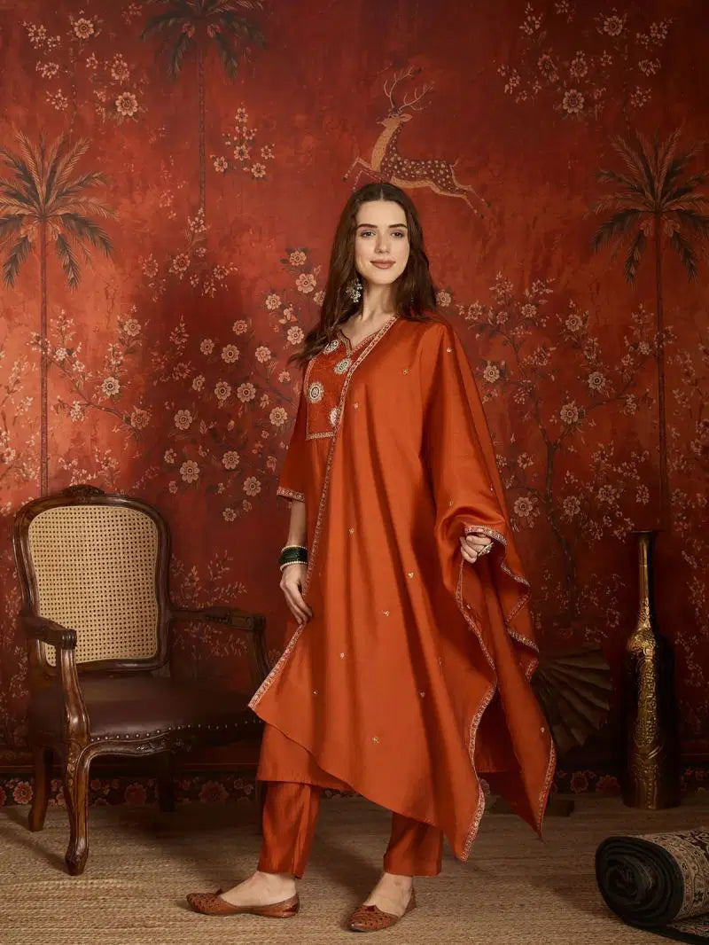 Md Mahi 20 Roman Handworked Kurti Pant With Dupatta