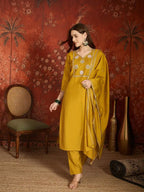 Md Mahi 20 Roman Handworked Kurti Pant With Dupatta