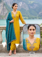Seemi 1 Roman Silk Emroidered Kurti Pant With Dupatta