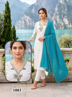 Seemi 1 Roman Silk Emroidered Kurti Pant With Dupatta