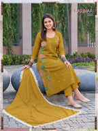 Garimaa Vol 1 Roman Silk Embroidered Kurti Pant With Dupatta