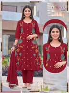 Garimaa Vol 1 Roman Silk Embroidered Kurti Pant With Dupatta