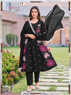 Garimaa Vol 1 Roman Silk Embroidered Kurti Pant With Dupatta