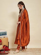 Navya Kurti 280 Vichitra Silk Embroidered Anarkali Kurti Set