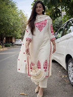 Navya Kurti 281 Cotton Embroidered Kurti With Bottom Dupatta