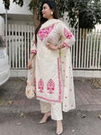 Navya Kurti 281 Cotton Embroidered Kurti With Bottom Dupatta
