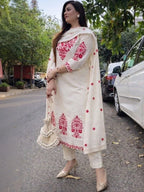 Navya Kurti 281 Cotton Embroidered Kurti With Bottom Dupatta