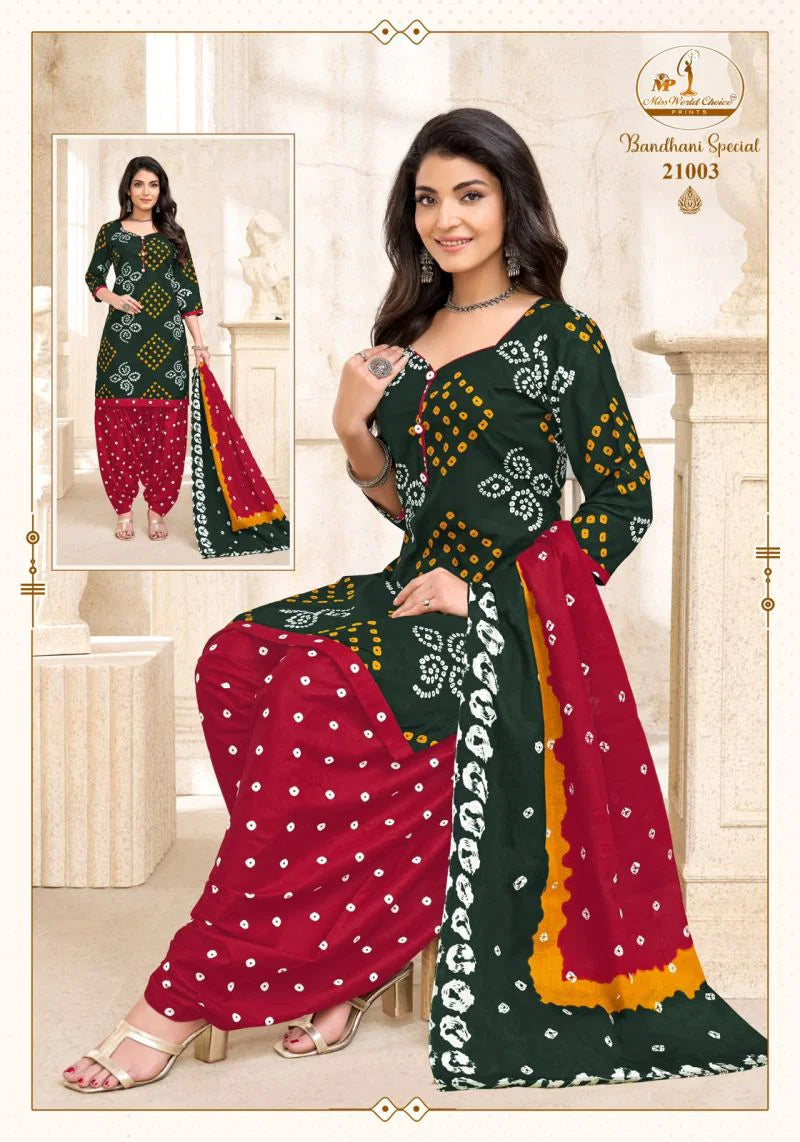 Miss World Bandhani Vol 21 Readymade Cotton Patiyala Dress