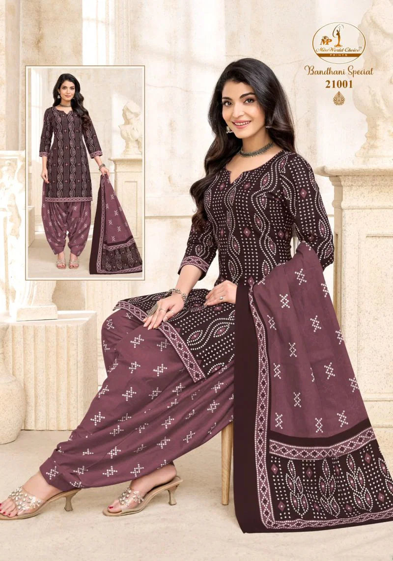 Miss World Bandhani Vol 21 Readymade Cotton Patiyala Dress