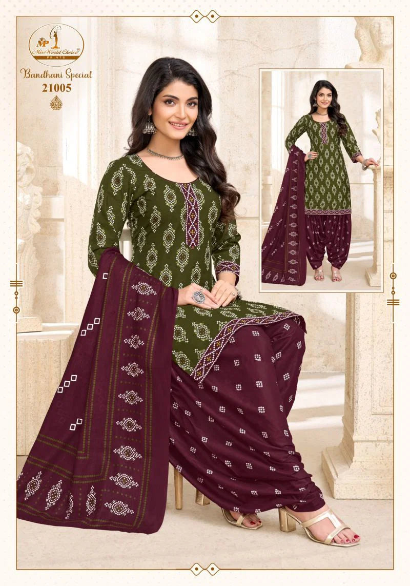 Miss World Bandhani Vol 21 Readymade Cotton Patiyala Dress