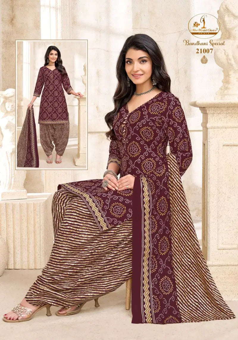 Miss World Bandhani Vol 21 Readymade Cotton Patiyala Dress