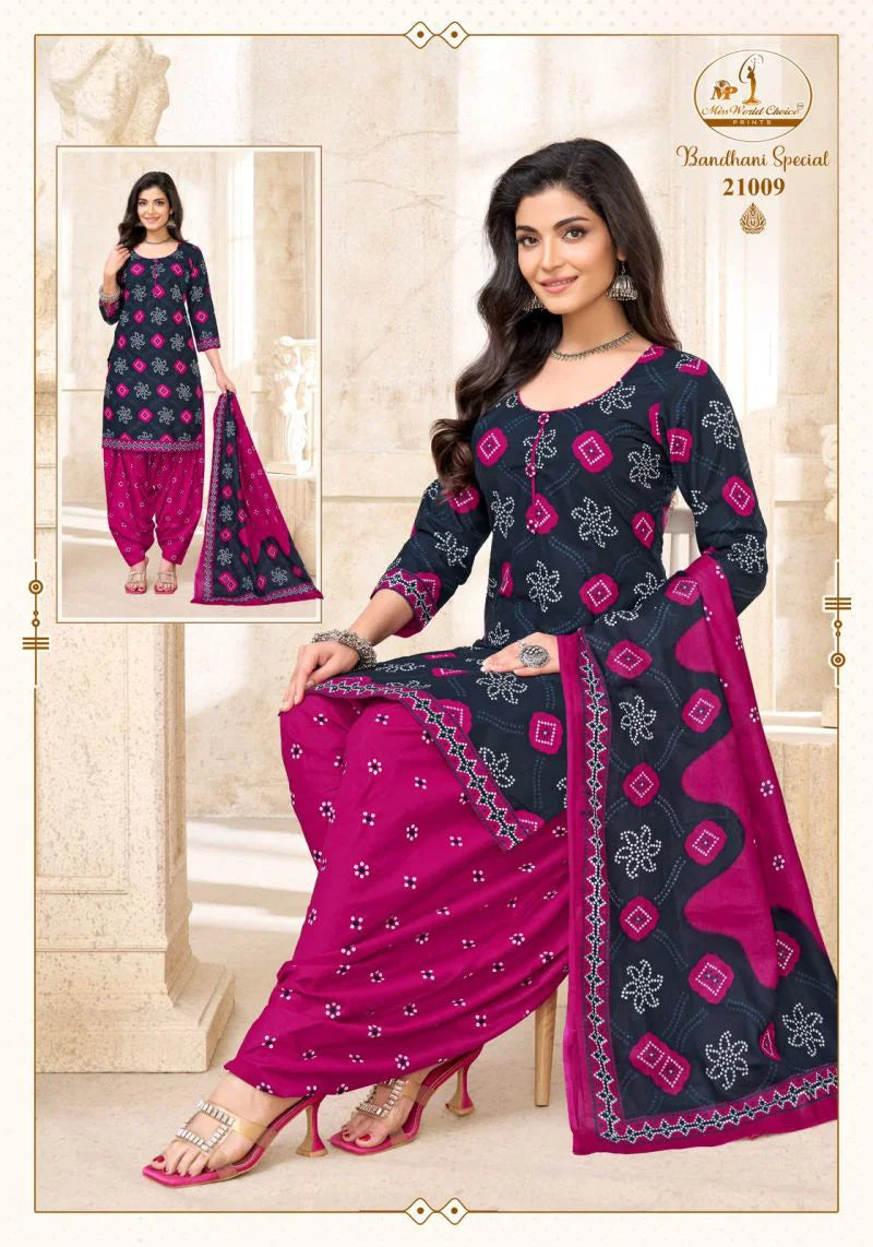 Miss World Bandhani Vol 21 Readymade Cotton Patiyala Dress