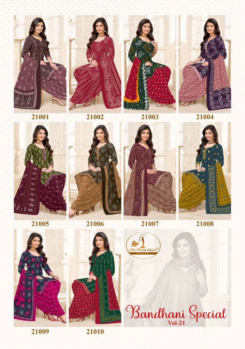 Miss World Bandhani Vol 21 Readymade Cotton Patiyala Dress