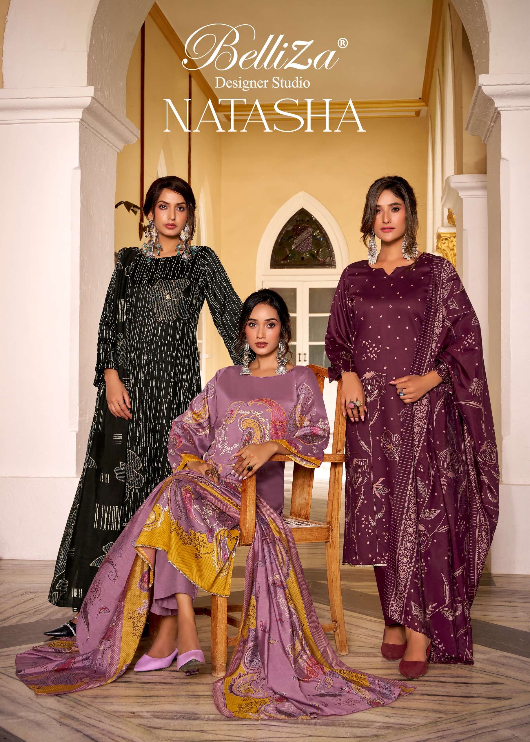 BELLIZA DESIGNER STUDIO NATASHA JAM COTTON PRINT WITH FANCY WORK SUIT