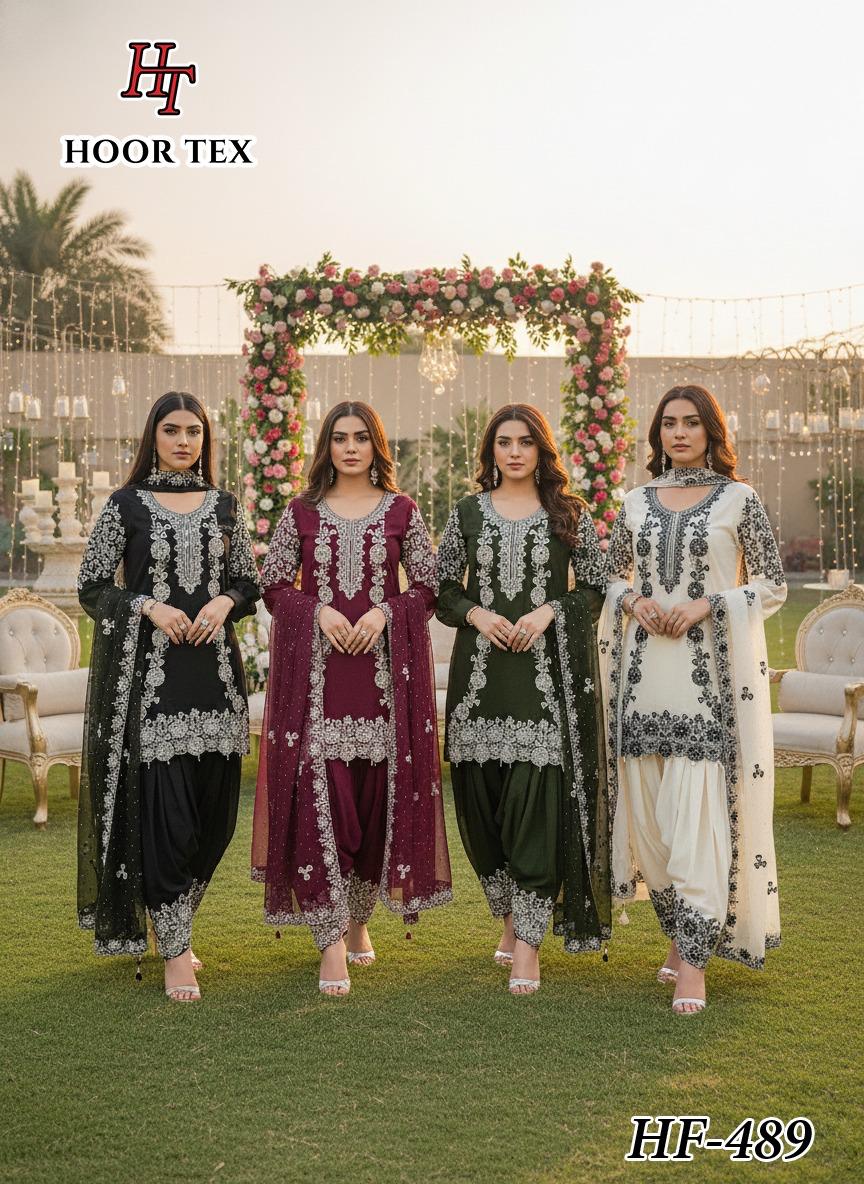 Hoor Tex 489 A To D Heavy Georgette Zarkan Worked Salwar Kameez Collection