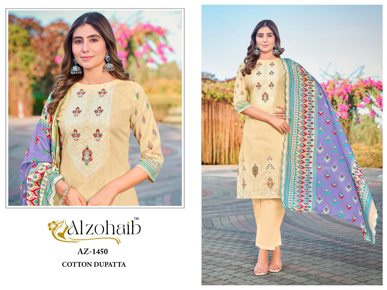 Alzohaib Aaliya Vol 1 Cotton Dupatta Cotton Pakistani Salwar Kameez