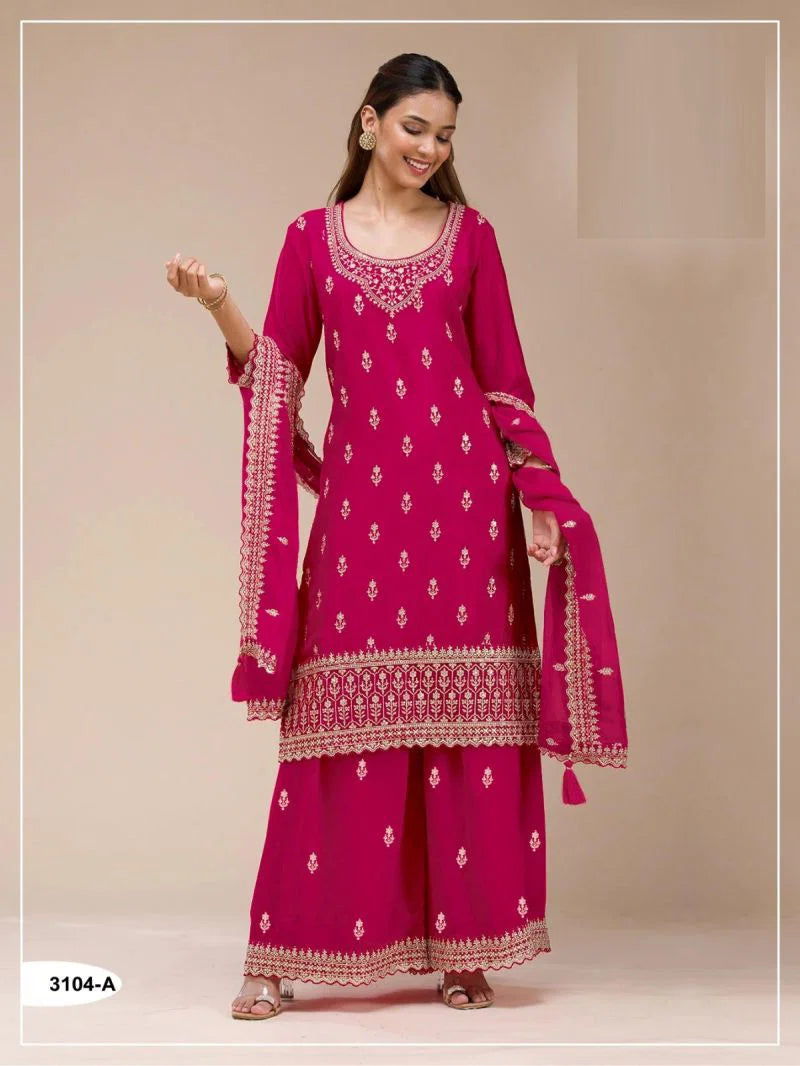 3104 A To D Master Colors Georgette Embroidered Salwar Kameez