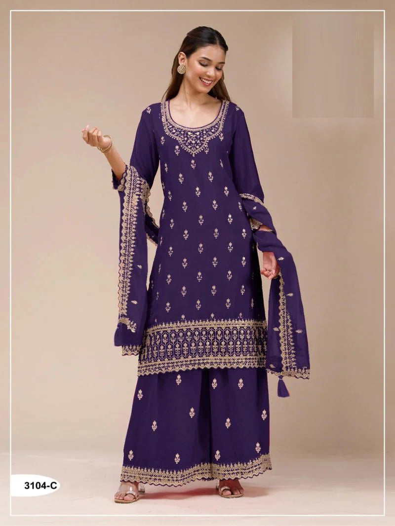 3104 A To D Master Colors Georgette Embroidered Salwar Kameez