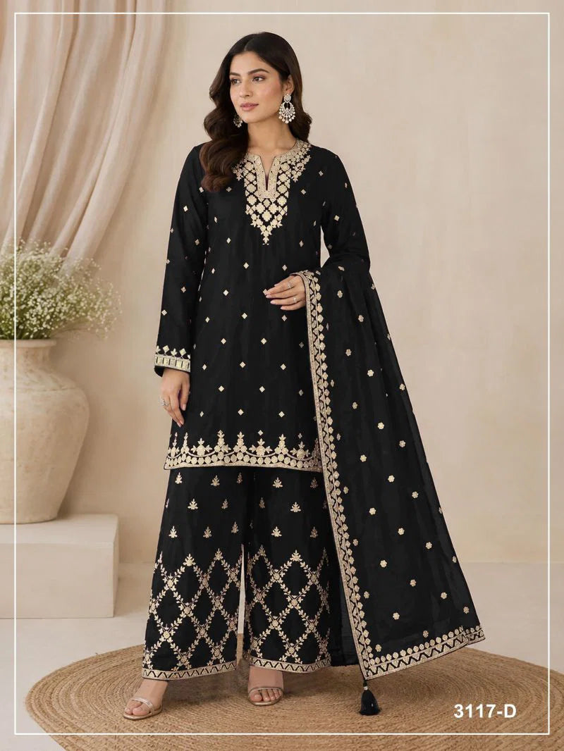 3117 A To D Master Colors Chinon Embroidered Salwar Kameez