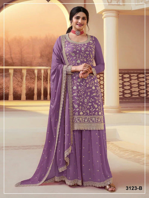 3123 A To D Master Colors Chinon Embroidered Kurti With Bottom Dupatta