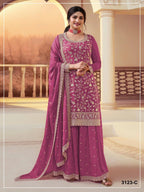 3123 A To D Master Colors Chinon Embroidered Kurti With Bottom Dupatta