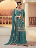 3123 A To D Master Colors Chinon Embroidered Kurti With Bottom Dupatta