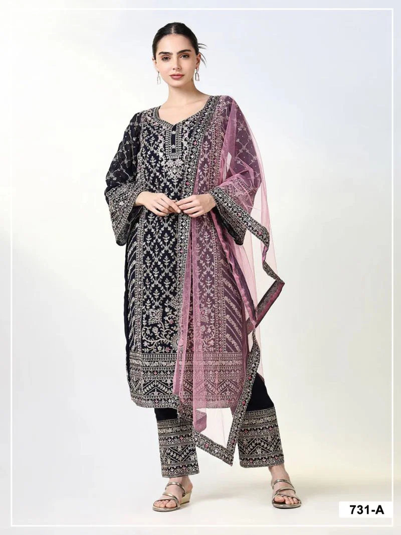 731 A To D Master Colors Georgette Embroidered Kurti With Bottom Dupatta Full Catalog available at wholesale rate.