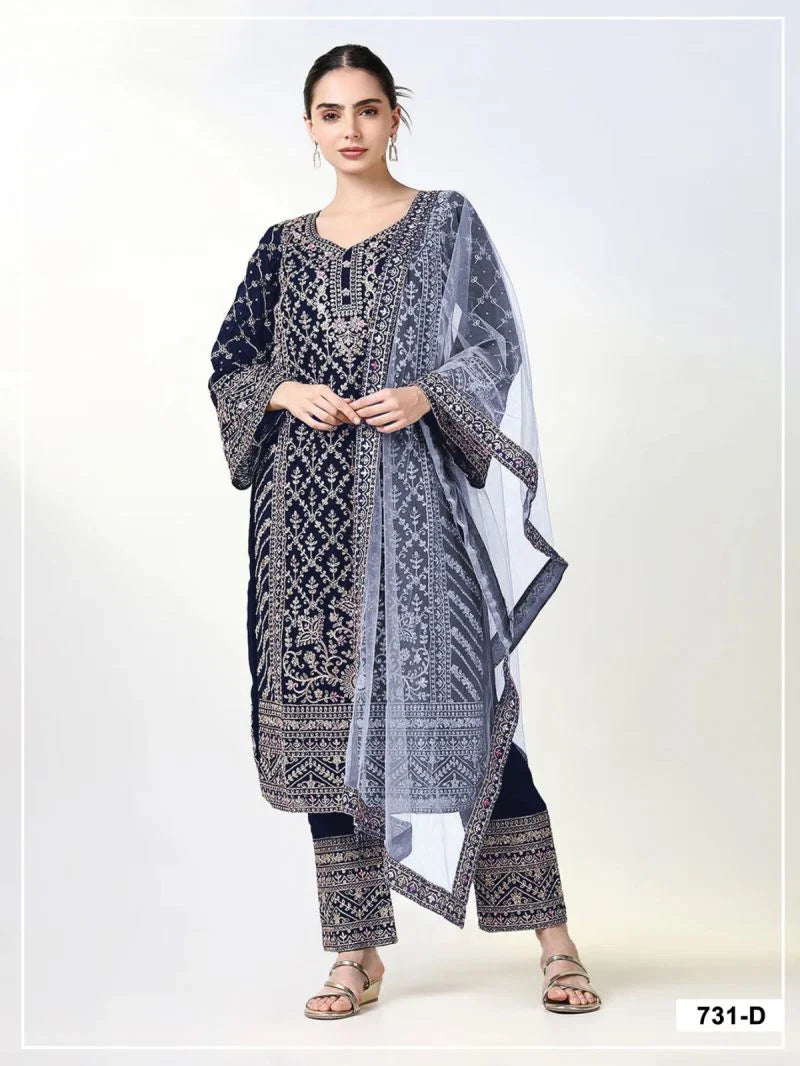 731 A To D Master Colors Georgette Embroidered Kurti With Bottom Dupatta Full Catalog available at wholesale rate.