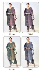 731 A To D Master Colors Georgette Embroidered Kurti With Bottom Dupatta Full Catalog available at wholesale rate.