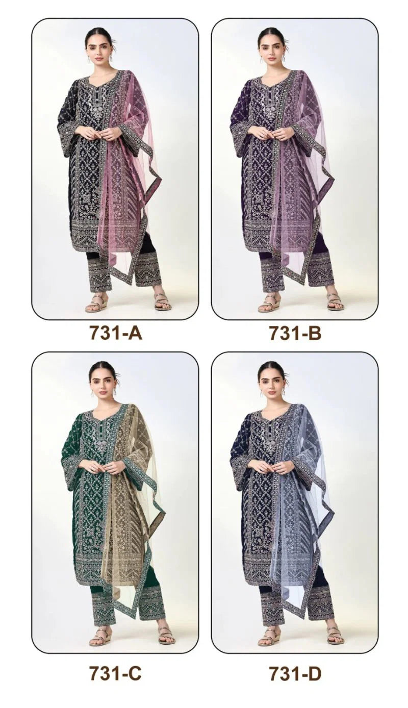 731 A To D Master Colors Georgette Embroidered Kurti With Bottom Dupatta Full Catalog available at wholesale rate.