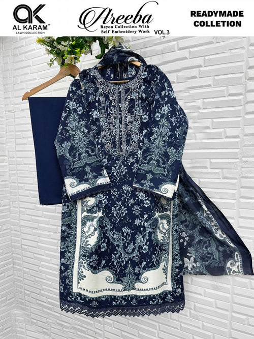 alkaram Areeba Vol-3 – Pakistani Readymade Kurti Pant With Dupatta