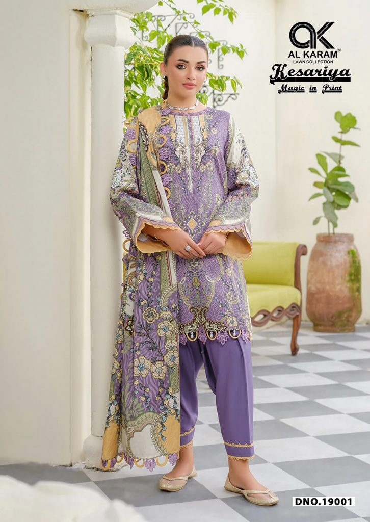 Al Karam Kesariya Vol-19 – Karachi Readymade Kurti Pant With Dupatta