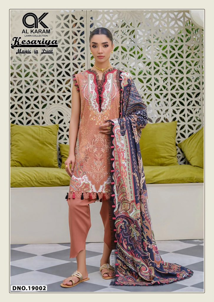 Al Karam Kesariya Vol-19 – Karachi Readymade Kurti Pant With Dupatta