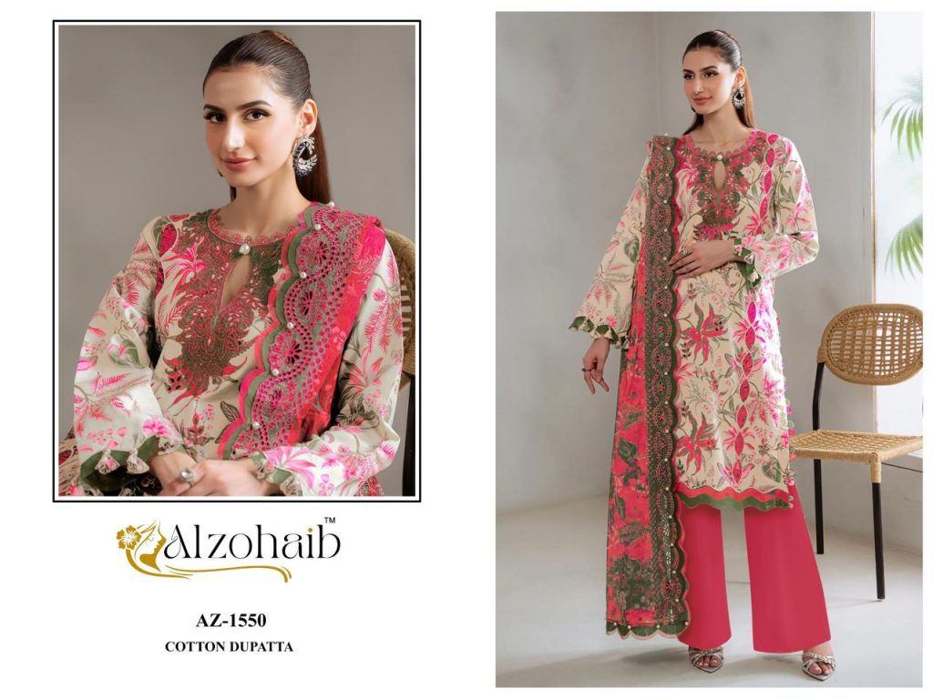 Alzohiab Zoya Vol-1 – Pakistani Readymade Kurti Pant With Dupatta