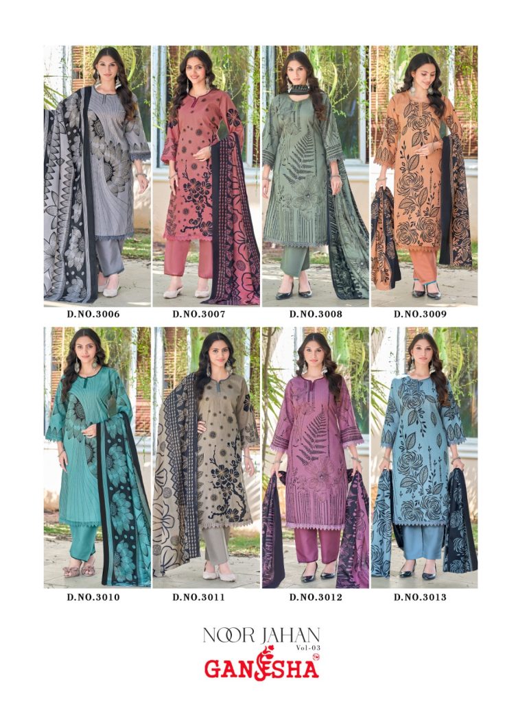 Ganesha Noor Jahan Vol-3 – Karachi Readymade Kurti Pant With Dupatta
