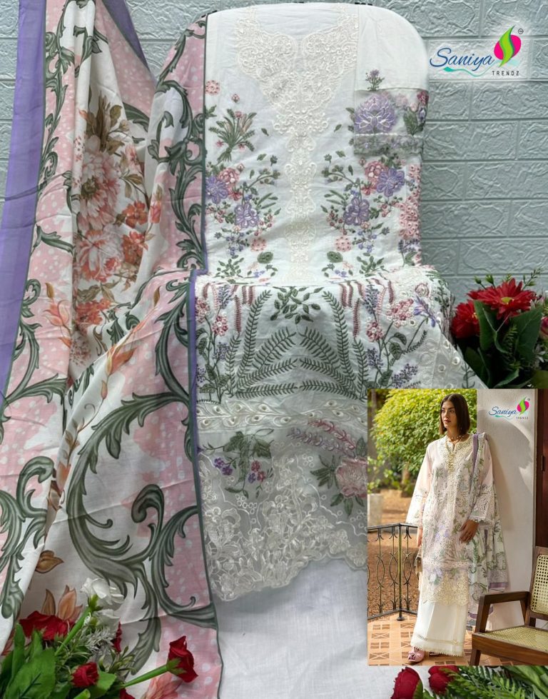 Saniya Trendz Esmel Luxury Lawn-1 – Pakistani Dress Material