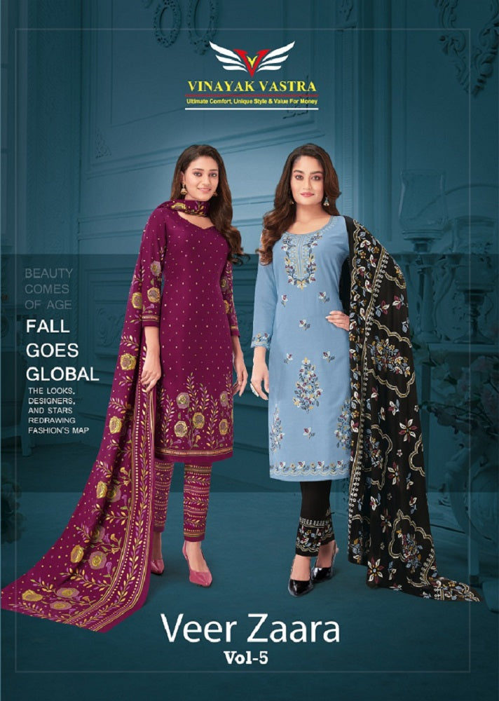 Vinayak Vastra Veer Zaara Vol-5 – Rayon Dress material