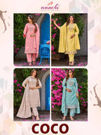 Aanchi Coco Roman Glass Embroidered Kurti With Bottom Dupatta